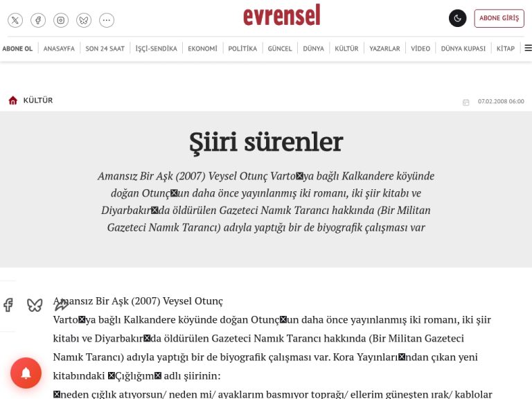 Şiiri sürenler – Evrensel